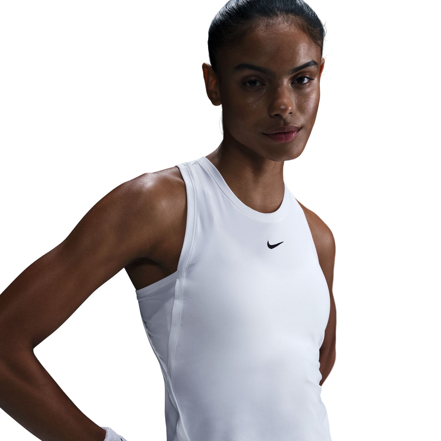 Nike W Nk Df Vctry Tank Camiseta Manga Sisa blanco de mujer para tenis