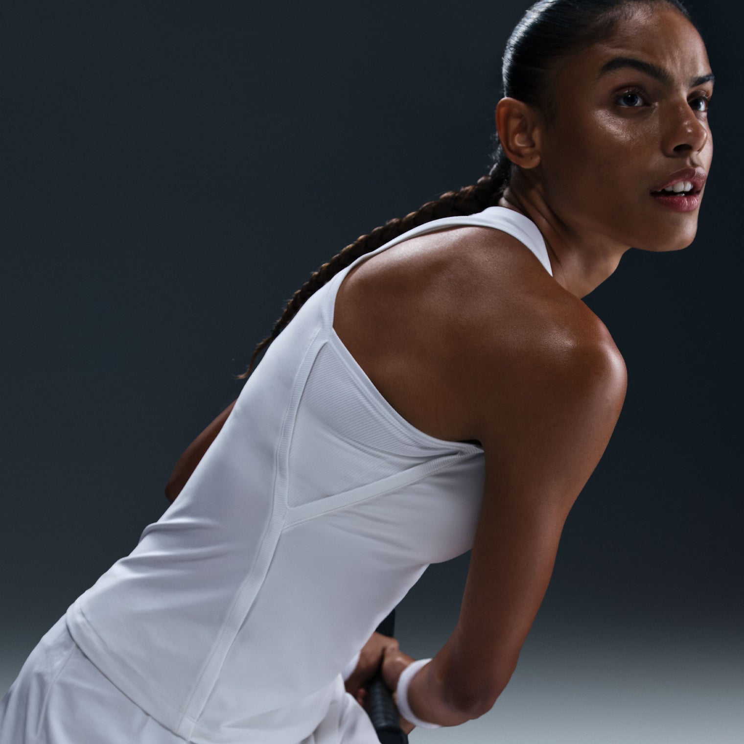 Nike W Nk Df Vctry Tank Camiseta Manga Sisa blanco de mujer para tenis